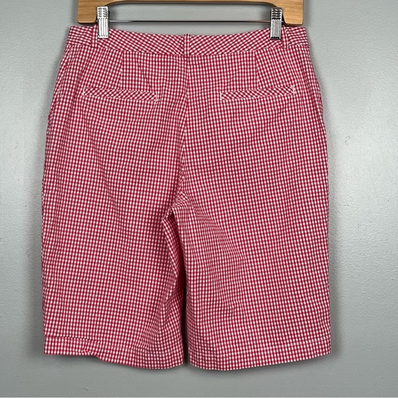 Talbots pink gingham Bermuda style flat front cotton spandex shorts, size
8. - Picture 2 of 7